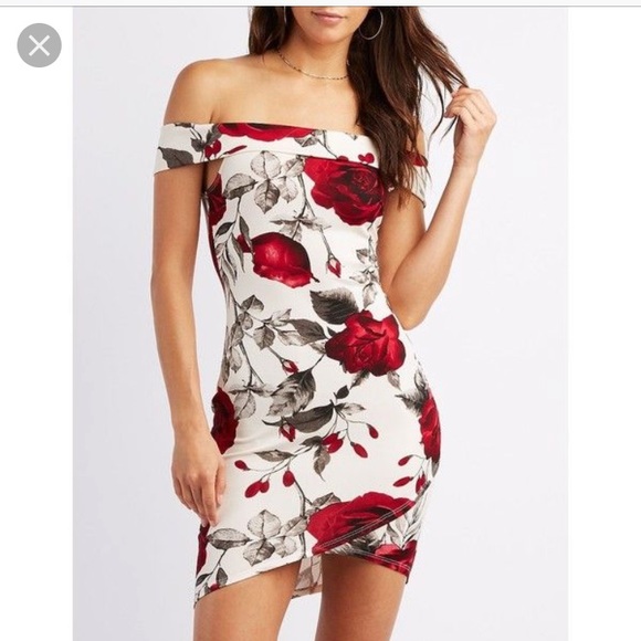 charlotte russe off the shoulder dress Charlotte Russe off the shoulder floral dress size Large